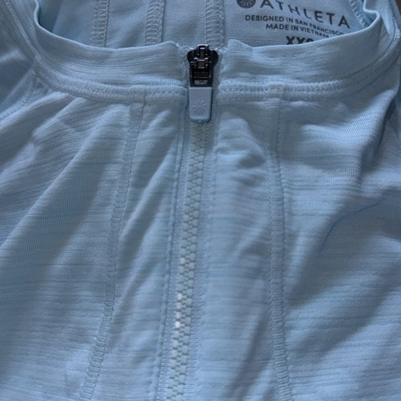 Athleta Pacifica UPF Tank 2 cap sleeves 1/4 zip front Surf City aqua top Sz XXS - Picture 9 of 9